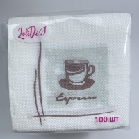 Салфетки бумажные 24*24см, 1-х слойная 100шт Кофе экспрессо